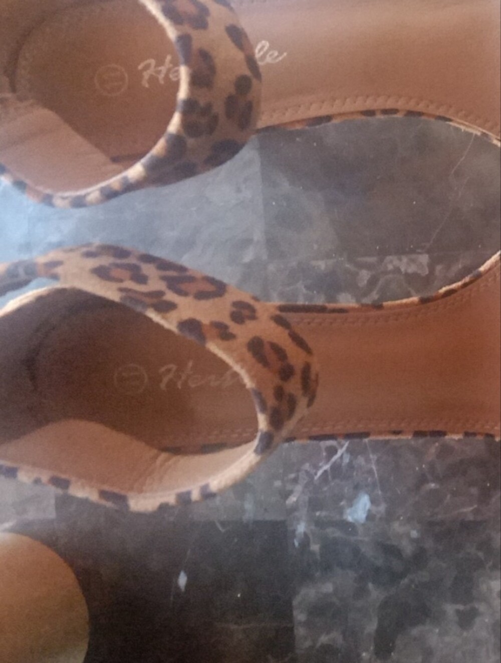 Herstyle Leopard Print Ankle-Strap Heels in Tan and Brown